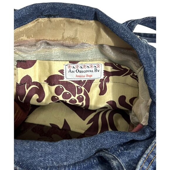 Handmade Denim Jean Purse Chic Boho Pockets Handbag Vtg 1980's Fashion Upcycled - Picture 6 of 6